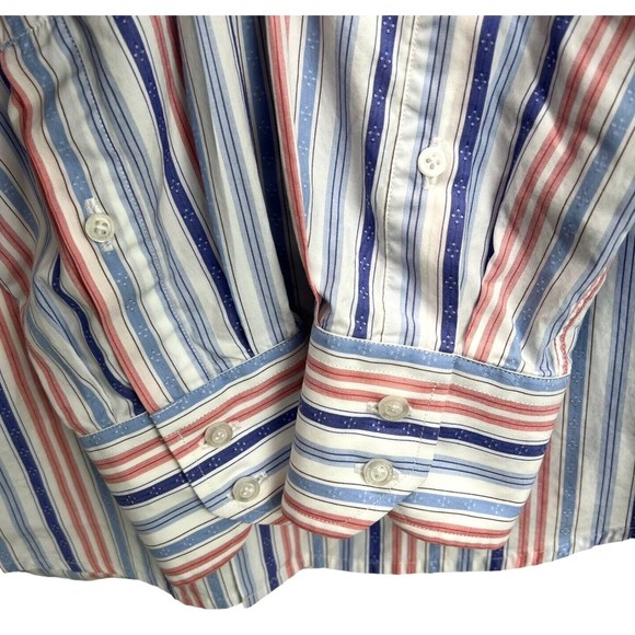Robert Graham Blue Purple Striped Button Up Shirt Embroidered Cuffs Sz 39/15.5 - Picture 6 of 12